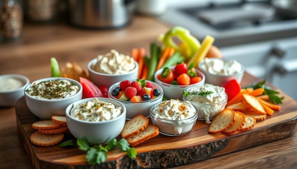 Variety of cream cheese spreads