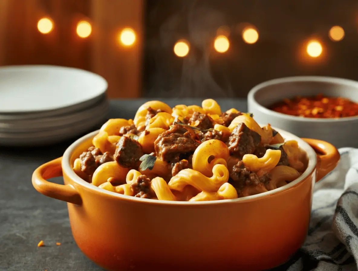 beef queso mac and cheese
