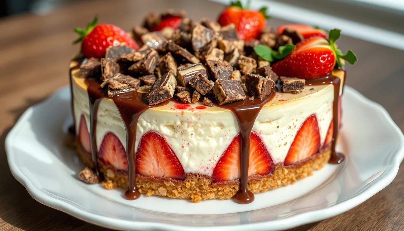 snickers strawberry cheesecake
